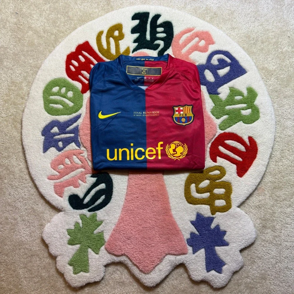 Nike FC Barcelona 2009 Champions League Final Roma Messi 10 Jersey Blue Red M